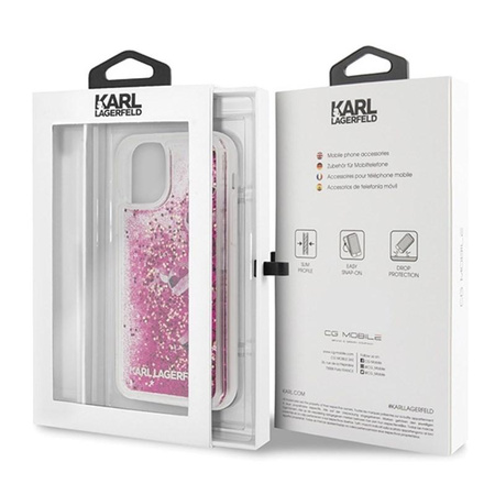 Karl Lagerfeld Glitter Liquid Floatting Charms - iPhone 11 Pro Hülle (Pink Floatting Charms)