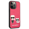 Karl Lagerfeld PU-Leder mit Karl & Choupette-Prägung - iPhone 13 Pro Tasche (fuchsia)