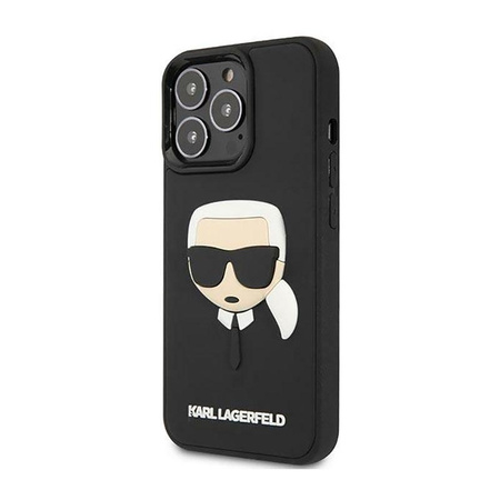 Karl Lagerfeld 3D gumové pouzdro Karl`s Head - iPhone 14 Pro (černé)