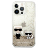 Karl Lagerfeld Liquid Glitter Karl & Choupette - pouzdro pro iPhone 13 Pro Max (zlaté)