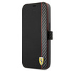 Ferrari Booktype On Track Carbon Stripe - iPhone 13 Pro tok (fekete)