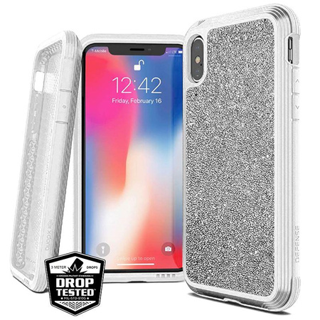 X-Doria Defense Lux - Coque aluminium iPhone Xs Max (Test de chute 3m) (Blanc pailleté)
