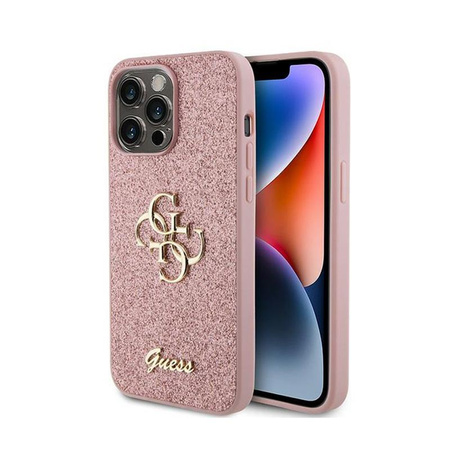 Guess Glitter Script Big 4G - iPhone 15 Pro Max Tasche (rosa)