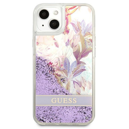 Guess Liquid Glitter Flower – Cover for iPhone 13 mini (Purple)