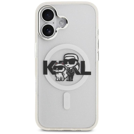 Karl Lagerfeld IML Glitter Karl & Choupette Sketch Logo MagSafe - Case for iPhone 17 (transparent)