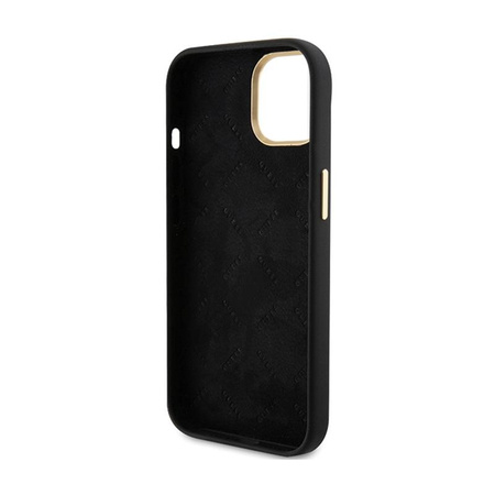 Guess Silicone Script Metal Logo & Frame - Coque iPhone 15 (noir)