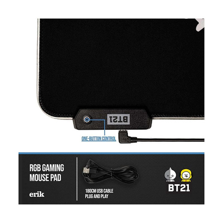 BT21 - Tapis de jeu/de bureau XXL avec éclairage LED (90 x 40 cm)