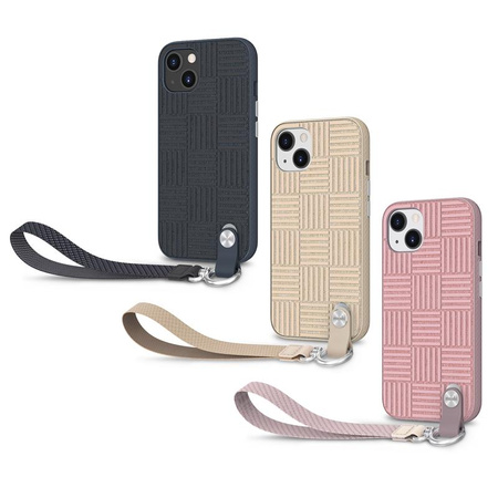 Moshi Altra - Pouzdro s odnímatelnou šňůrkou na iPhone 13 (antibakteriální NanoShield™) (růžové)
