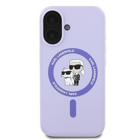 Karl Lagerfeld Silicone Karl & Choupette Ring MagSafe – Pouzdro iPhone 16 Plus (fialové)