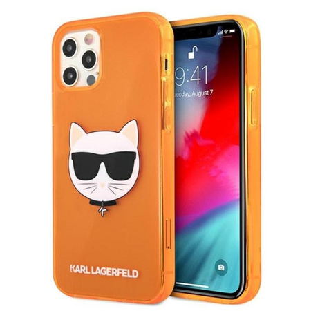 Karl Lagerfeld Choupette Head - Coque iPhone 12 / iPhone 12 Pro (orange fluo)