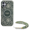 Guess IML Flowers Allover Electro With Pearl Strap MagSafe - Pouzdro pro iPhone 16 Plus (Zelené)