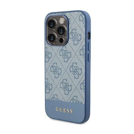 Guess 4G Bottom Stripe Metall Logo Kollektion - iPhone 15 Pro Max Tasche (blau)