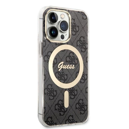 Guess Bundle Pack MagSafe 4G - Set of case for iPhone 13 Pro + MagSafe charger (Black/Gold)
