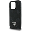 Guess Grainé Hot Stamp Peony Triangle Logo MagSafe - Coque pour iPhone 16 Pro Max (noir)