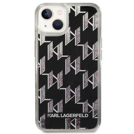 Karl Lagerfeld Monogram Liquid Glitter - pouzdro pro iPhone 14 Plus (černé)