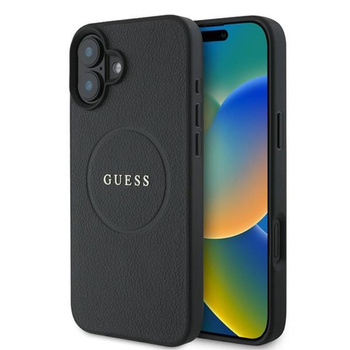 Guess Grained Ring MagSafe - Hülle iPhone 16 Plus (schwarz)