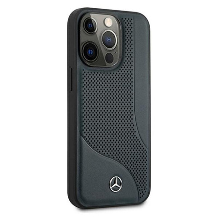 Mercedes bőr perforált terület - iPhone 13 Pro tok (sötétkék)