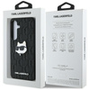 Karl Lagerfeld Leather Monogram Pin Logo Choupette Head - Étui Samsung Galaxy S25 (noir)