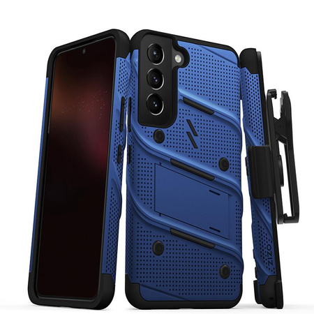 ZIZO BOLT Series - Samsung Galaxy S22 étui blindé avec verre 9H pour l'écran + étui avec support (bleu)