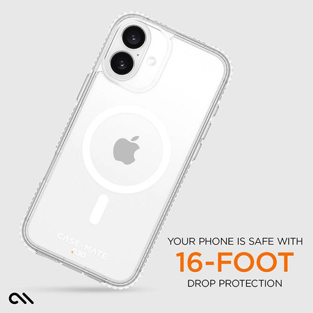 Case-Mate Tough D3O MagSafe - Étui pour iPhone 16 Plus (transparent)