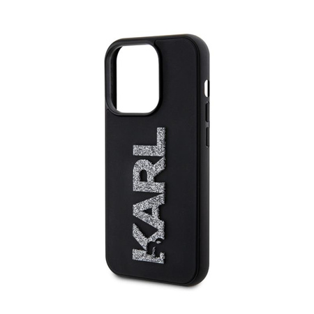 Karl Lagerfeld 3D Rubber Glitter Logo - iPhone 15 Pro Tasche (Schwarz)