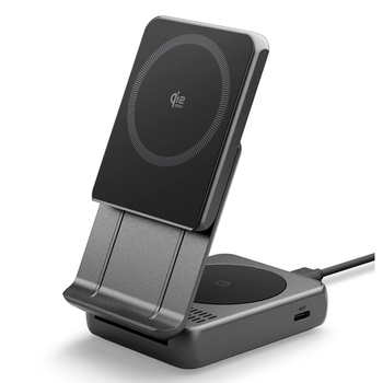 Spigen Essential EF302MOQ - 2-in-1 Wireless Charger with 25W MagSafe Qi2.2 (Black)