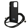 Karl Lagerfeld Leather Monogram Patch and Cord Iconik  - kryt pro iPhone 13 Pro (černý)