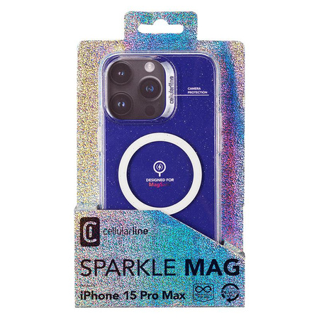Cellularline Sparkle Mag - pouzdro MagSafe pro iPhone 15 Pro Max (průhledné)