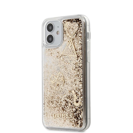 Guess Liquid Glitter Charms - iPhone 12 Mini tok (arany)