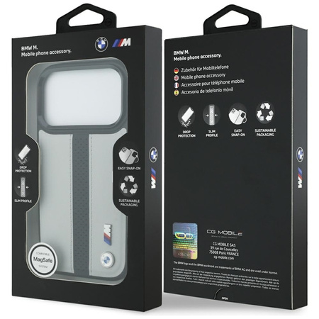 BMW M perforált csíkos logós MagSafe - iPhone 17 Pro tok (szürke)