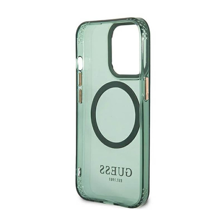 Guess Gold Outline Translucent MagSafe - Case for iPhone 13 Pro (Green)