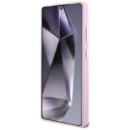 Karl Lagerfeld Saffiano Logo métal allongé MagSafe - étui pour Samsung Galaxy S25 Ultra (rose)