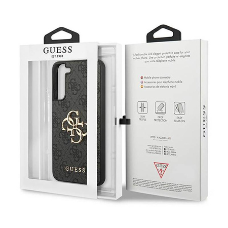 Guess 4G Großes Metall-Logo - Samsung Galaxy S23+ Tasche (grau)