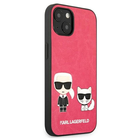Karl Lagerfeld PU-Leder mit Karl & Choupette-Prägung - iPhone 13 Mini Tasche (fuchsia)