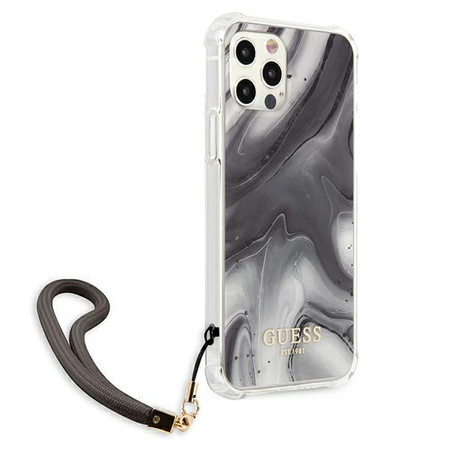Guess Marble mit Kabel - iPhone 12 / iPhone 12 Pro Tasche (grau)