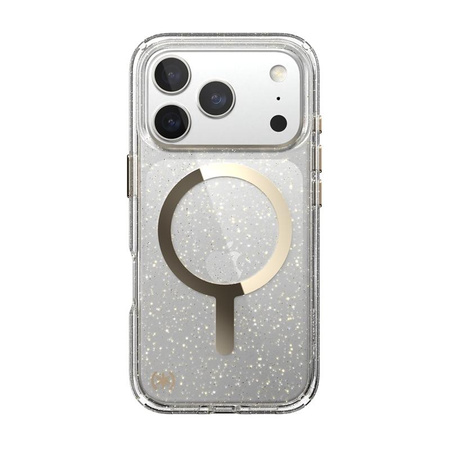 Speck Presidio Lux MagSafe - Custodia per iPhone 17 Pro (Glitter / Oro metallizzato)