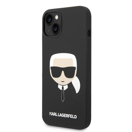 Karl Lagerfeld Silikon Ikonik Karl's Head MagSafe - Hülle für iPhone 14 Plus (Schwarz)