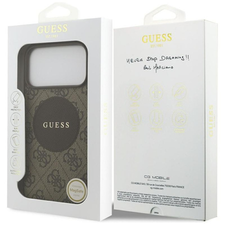 Guess 4G Circle Classic Logo MagSafe – Pouzdro iPhone 17 Pro Max (Hnědá)