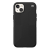 Speck Presidio2 Grip - Custodia antiscivolo per iPhone 15 Plus / 14 Plus (nero / nero / bianco)