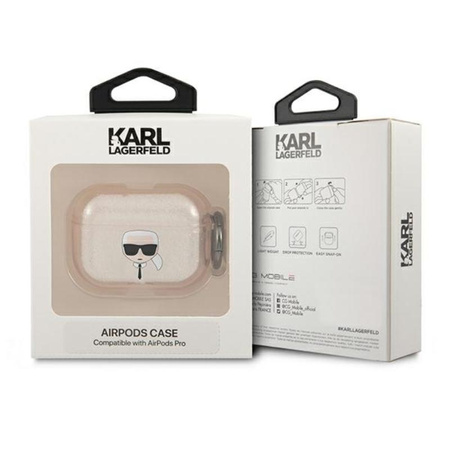 Karl Lagerfeld Karl Head Glitter - pouzdro na Airpods Pro (zlaté)
