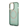Guess Gold Outline Translucent MagSafe - Etui iPhone 13 Pro Max (zielony)