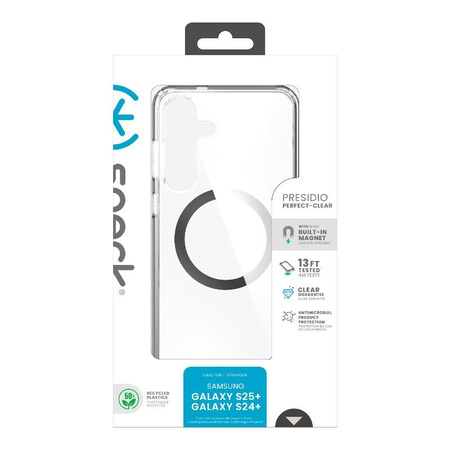 Speck Presidio Perfect-Clear Magnet - Samsung Galaxy S25+ / S24+ MagSafe Hülle (Transparent / Chrom-Finish / Serene Silver)