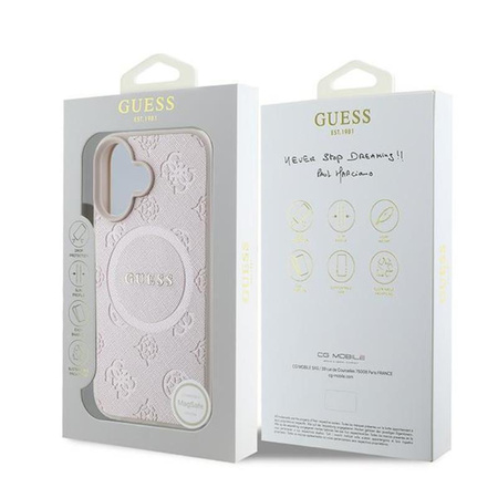 Guess Saffiano Peony Classic Logo MagSafe - iPhone 16 Plus tok (rózsaszín)