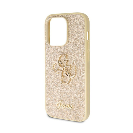 Guess Glitter Script Big 4G - Case for iPhone 14 Pro (Gold)