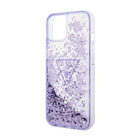 Pouzdro Guess Liquid Glitter Triangle Logo - pouzdro pro iPhone 14 Plus (fialové)