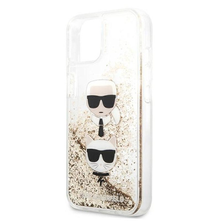 Karl Lagerfeld Liquid Glitter Karl & Choupette Head - iPhone 13 mini Hülle (gold)