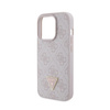 Kožené pouzdro Guess 4G Triangle Strass - iPhone 15 Pro (růžové)
