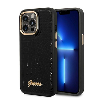 Guess Croco Collection - Coque pour iPhone 14 Pro Max (noir)