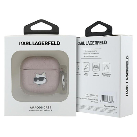 Karl Lagerfeld Monogram Choupette Head - AirPods 4 tok (rózsaszín)