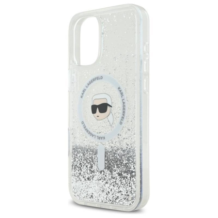 Karl Lagerfeld Liquid Glitter Karl Head MagSafe - iPhone 16 Hülle (Transparent)
